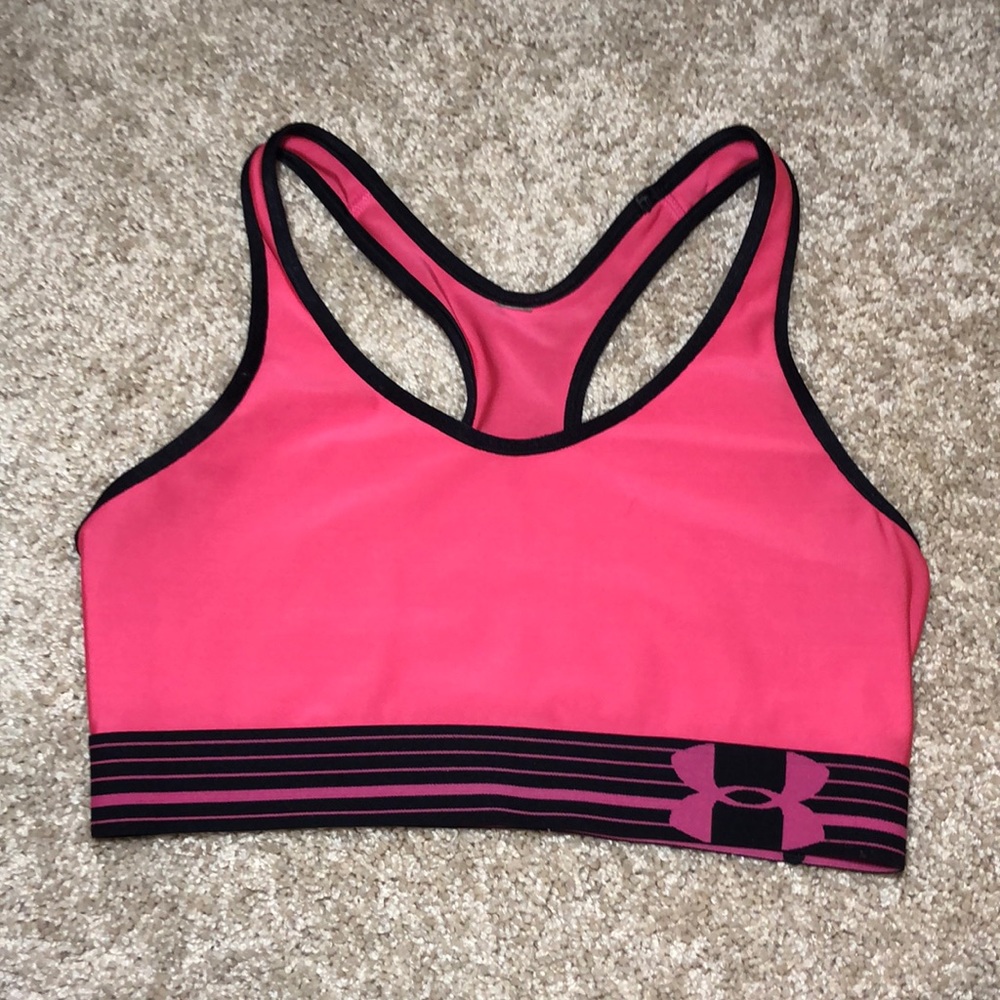 Pink under armour sports bra